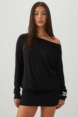 Asymmetrical Neckline Mini Dress