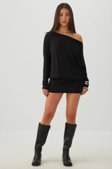 Asymmetrical Neckline Mini Dress