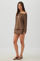 Asymmetrical Neckline Mini Dress