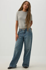 Short Sleeve Crew Neck Sweater