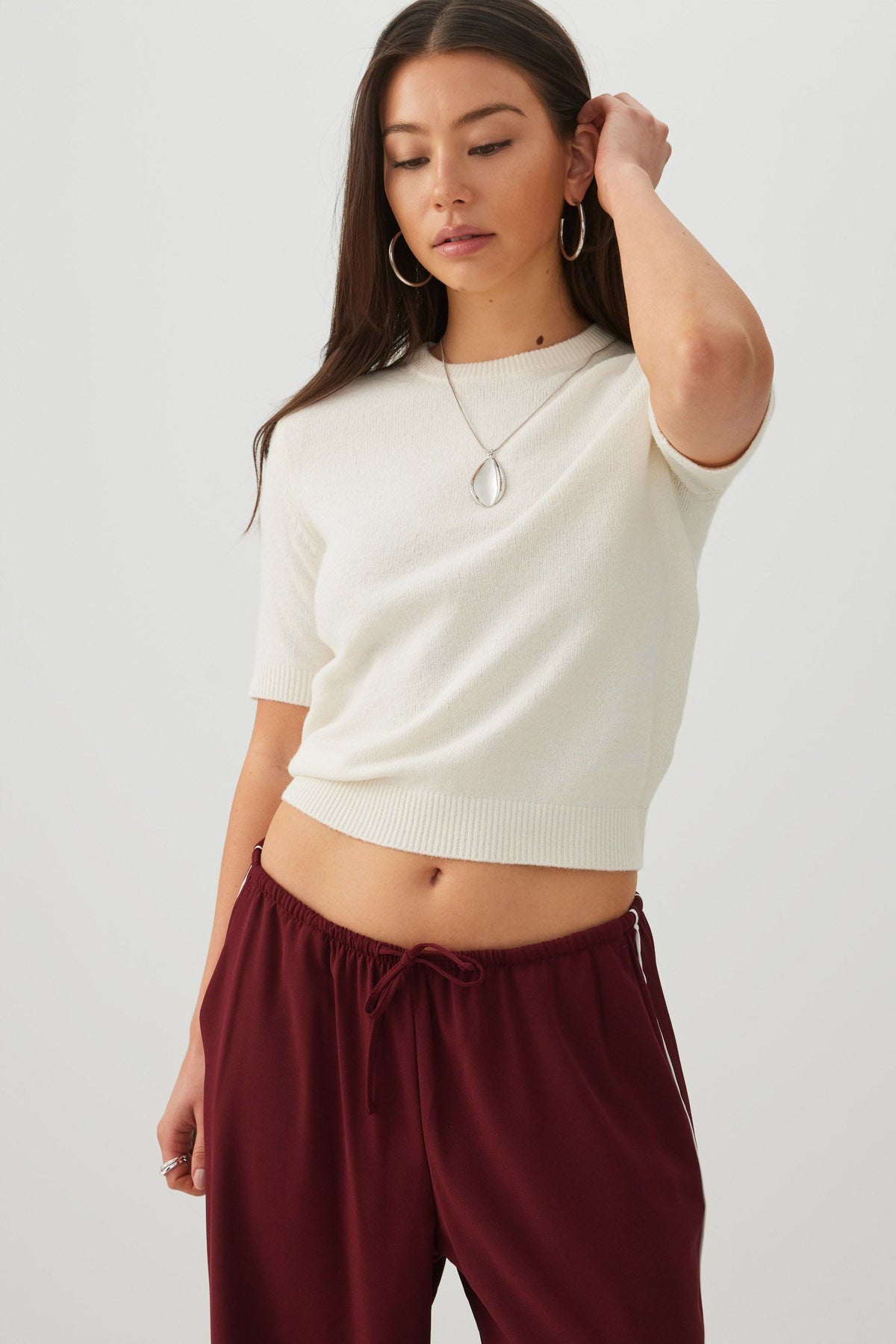 Short Sleeve Crew Neck Sweater