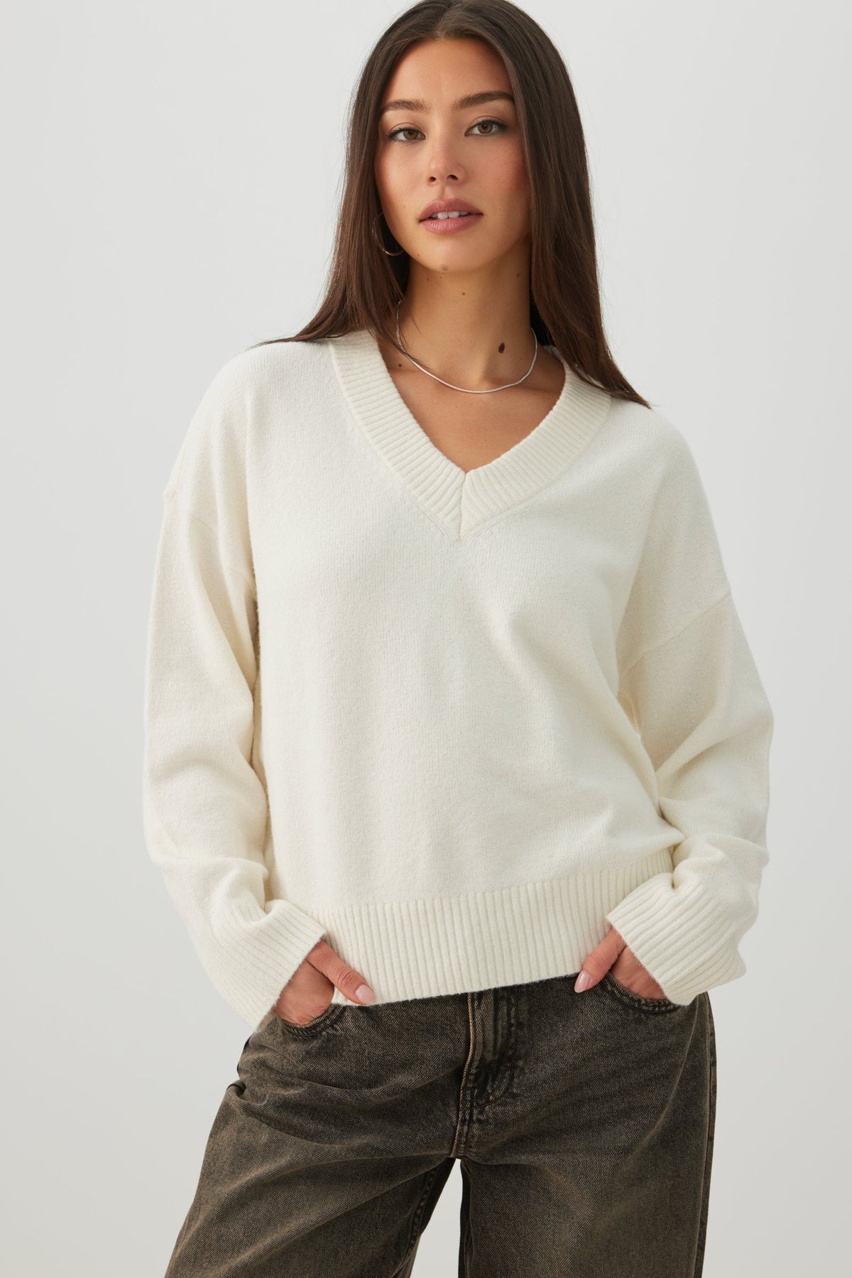 V-Neck Knit Sweater