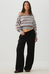Striped Off Shoulder Sweater