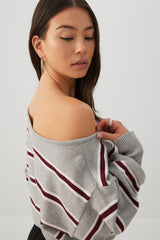 Striped Off Shoulder Sweater