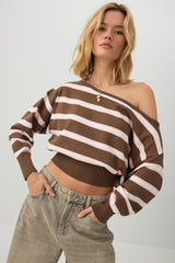 Striped Off Shoulder Sweater