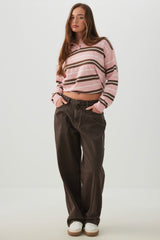 Striped Long Sleeve Polo Sweater
