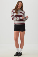 Striped Long Sleeve Polo Sweater
