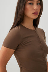 Button Front Short Sleeve Cardigan
