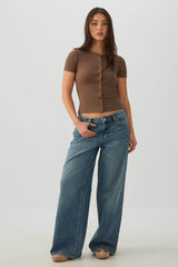 Button Front Short Sleeve Cardigan