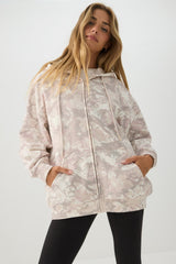 MADESOFTâ¢ Fleece Oversized Foliage Zip Up Hoodie