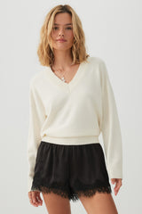 Satin Lace Trim Shorts
