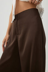 Mid Rise Satin Wide Leg Pants