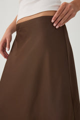 Satin Lace Trim Maxi Skirt