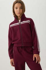Zip Up Mock Neck Sweatshirt with Lace Details
