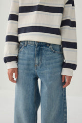 Cuffed Wide Leg Denim Jeans