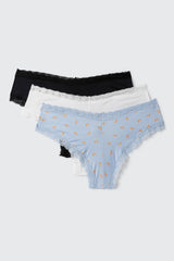 3-Pack Croissant Print Cheeky Panties