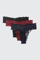 3-Pack Lace Thong Panties