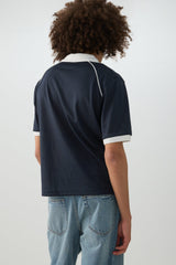 Mesh Johnny Collar Top