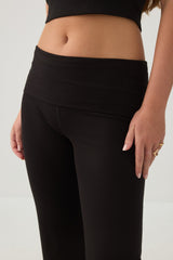 Rib Fold Over Waist Flare Leggings