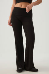 Rib Fold Over Waist Flare Leggings
