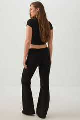 Rib Fold Over Waist Flare Leggings