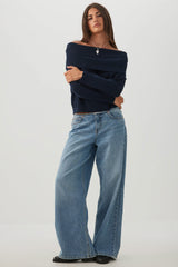 MODERAKNITâ¢ Off Shoulder Foldover Sweater