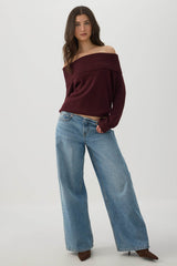 MODERAKNITâ¢ Off Shoulder Foldover Sweater