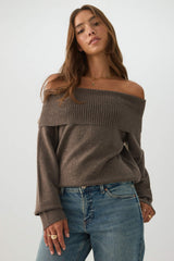 MODERAKNITâ¢ Off Shoulder Foldover Sweater