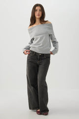 MODERAKNITâ¢ Off Shoulder Foldover Sweater