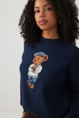 Bear Jacquard Crew Neck Sweater