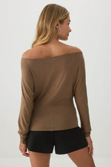 Off Shoulder Cropped Knit Top