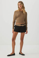 Off Shoulder Cropped Knit Top