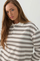 Striped Long Sleeve Polo Top