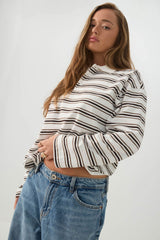Striped Long Sleeve Polo Top