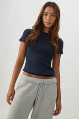 Rib Crew Neck T-Shirt