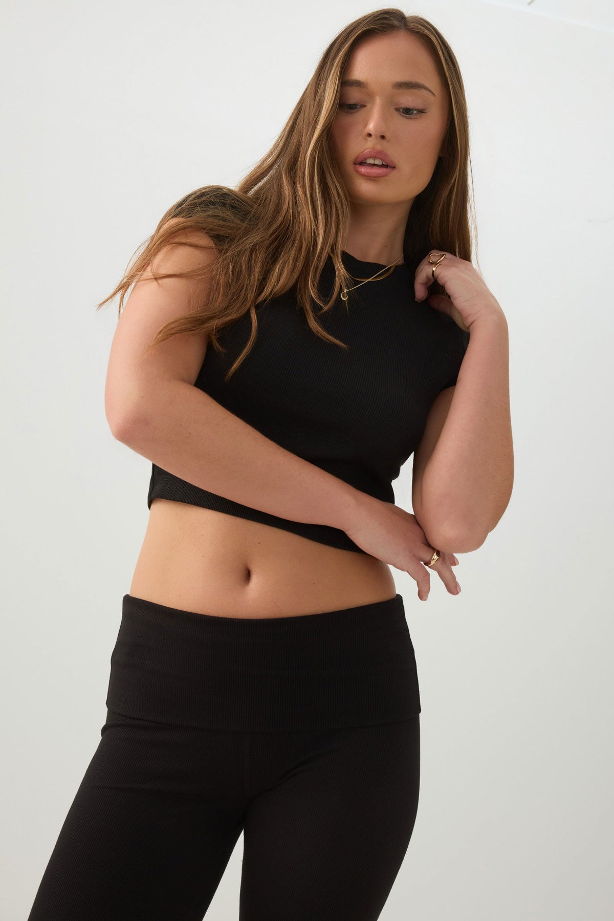 Rib Crew Neck Crop T-Shirt