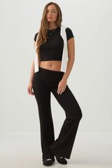 Rib Crew Neck Crop T-Shirt