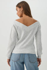 Cropped Wide V Neck Sweater