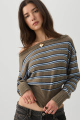 Striped Off Shoulder Sweater
