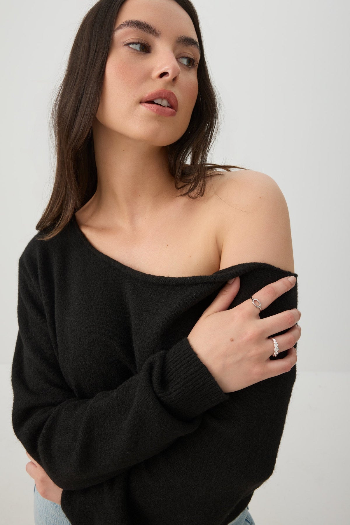 Off Shoulder Knit Sweater