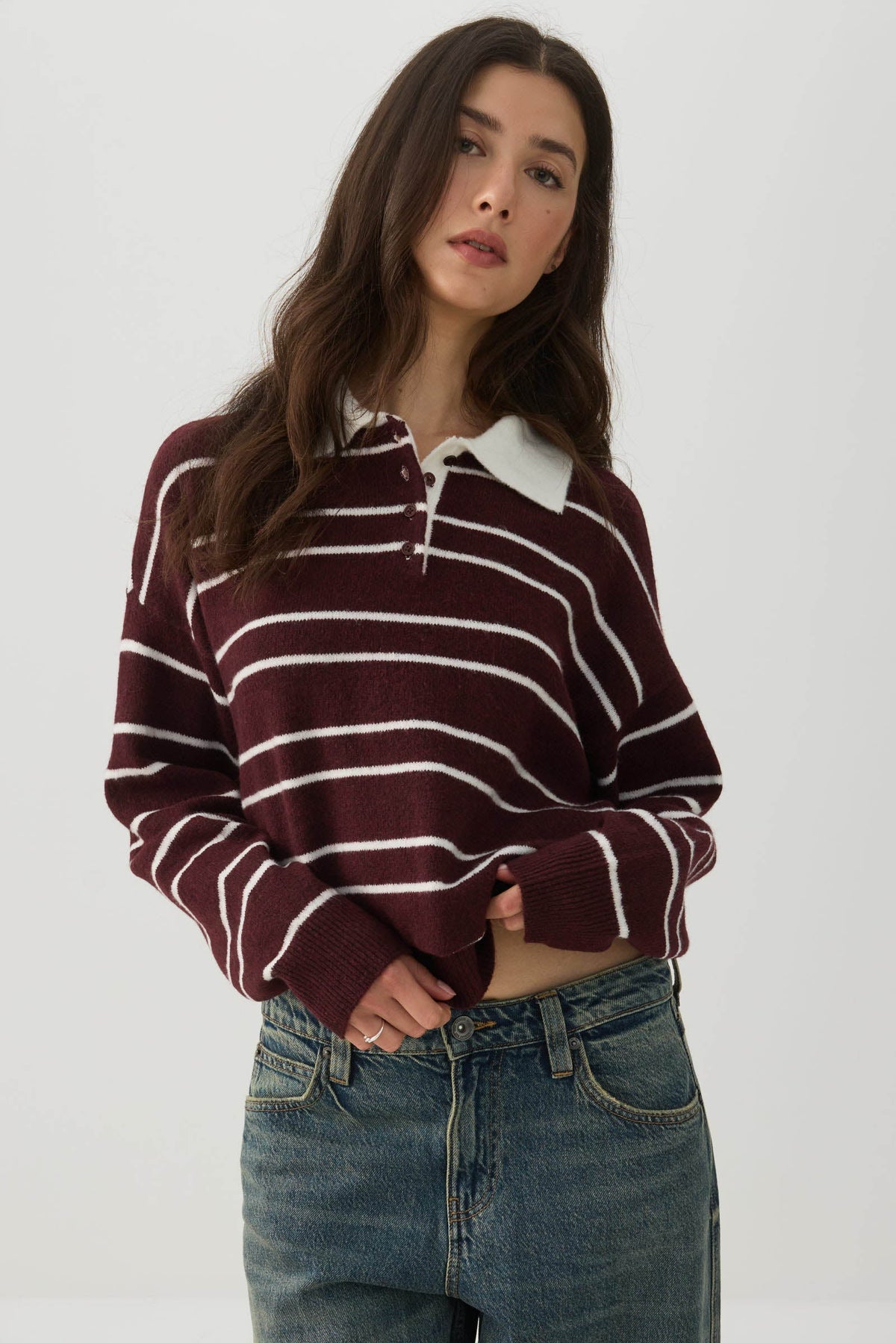 Striped Polo Sweater