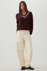 Cable Knit V-Neck Sweater