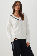 Cable Knit V-Neck Sweater
