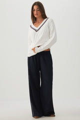 Cable Knit V-Neck Sweater