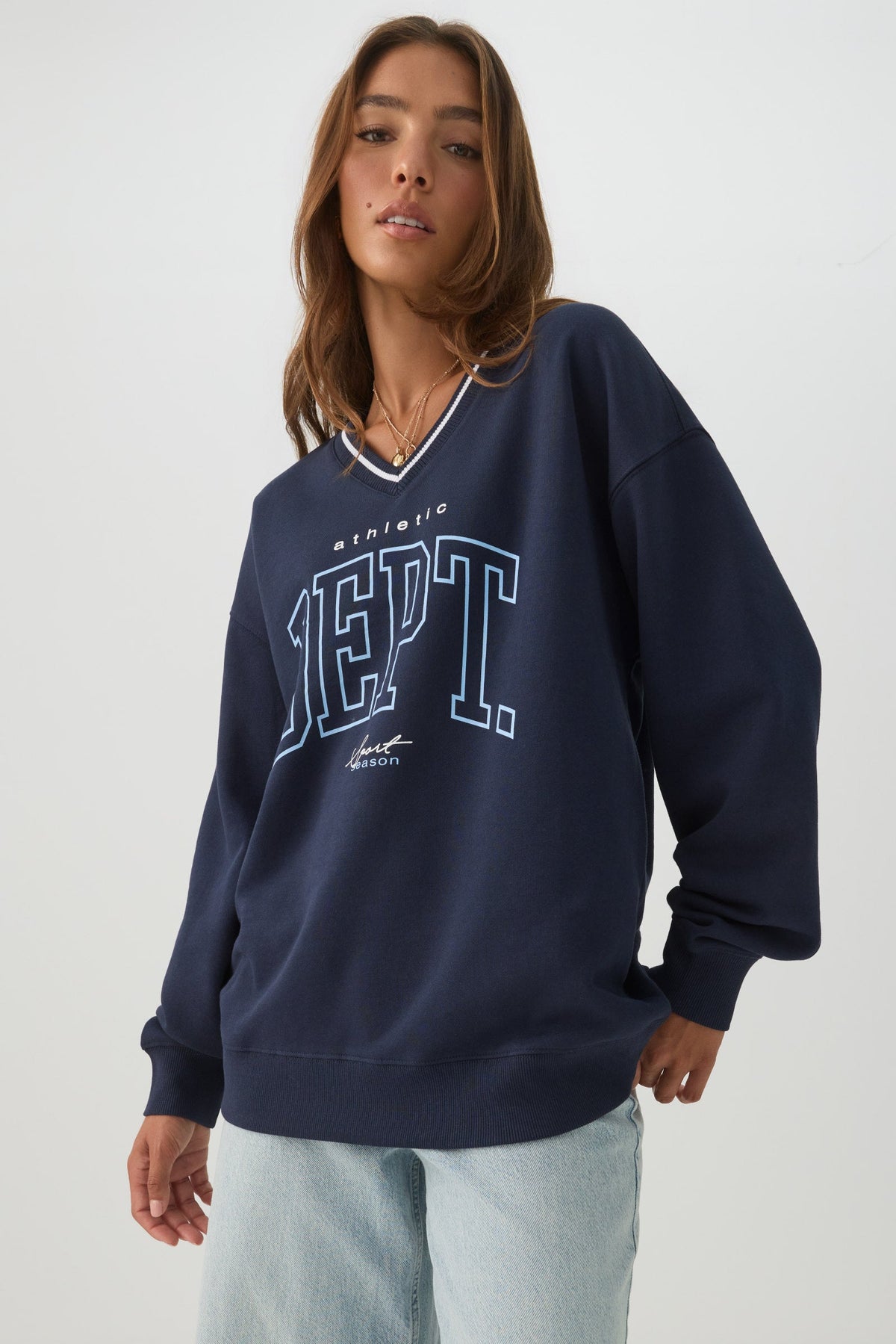 MADESOFTâ¢ Fleece V-Neck Graphic Sweatshirt