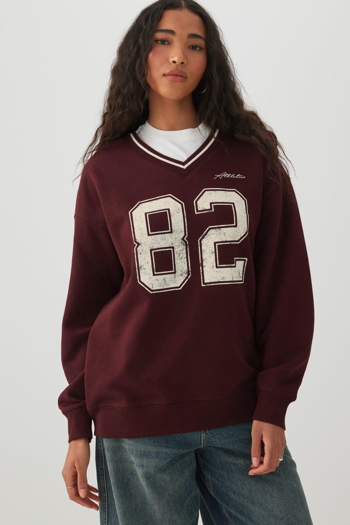 MADESOFTâ¢ Fleece V-Neck Graphic Sweatshirt