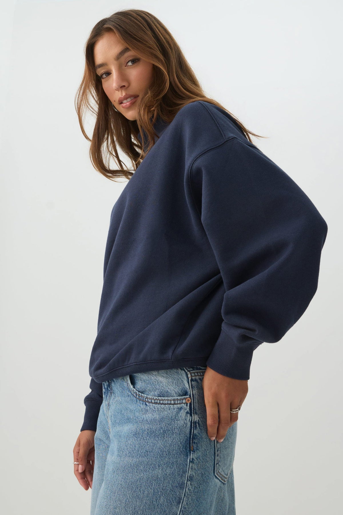 MADESOFTâ¢ Fleece Mock Neck Sweatshirt