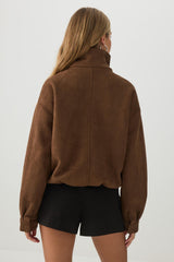 Faux Suede Zip Up Jacket