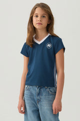 Contrast Collar Jersey Top