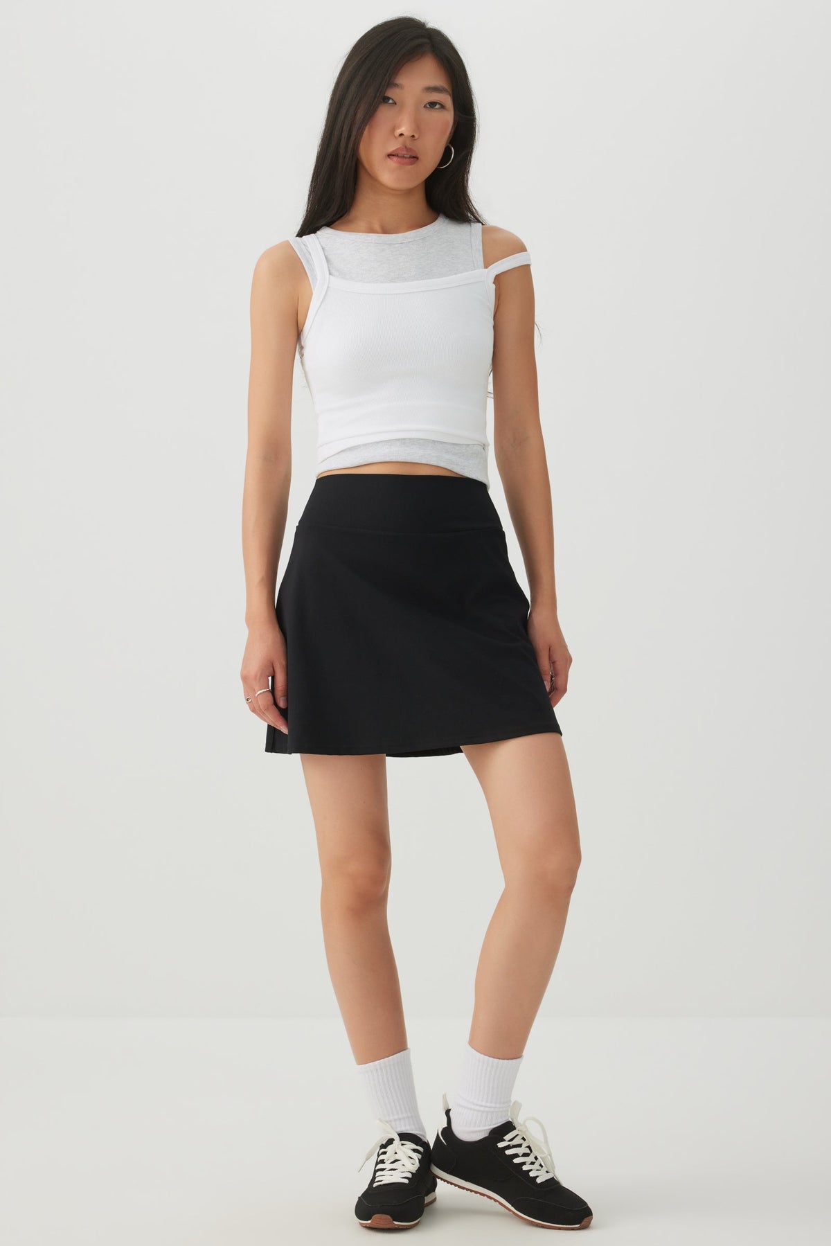 Knit Mini Skirt with Built-In Shorts
